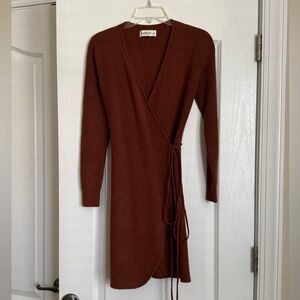 Abercrombie & Fitch Burnt Orange Wrap Sweater Mini Dress
